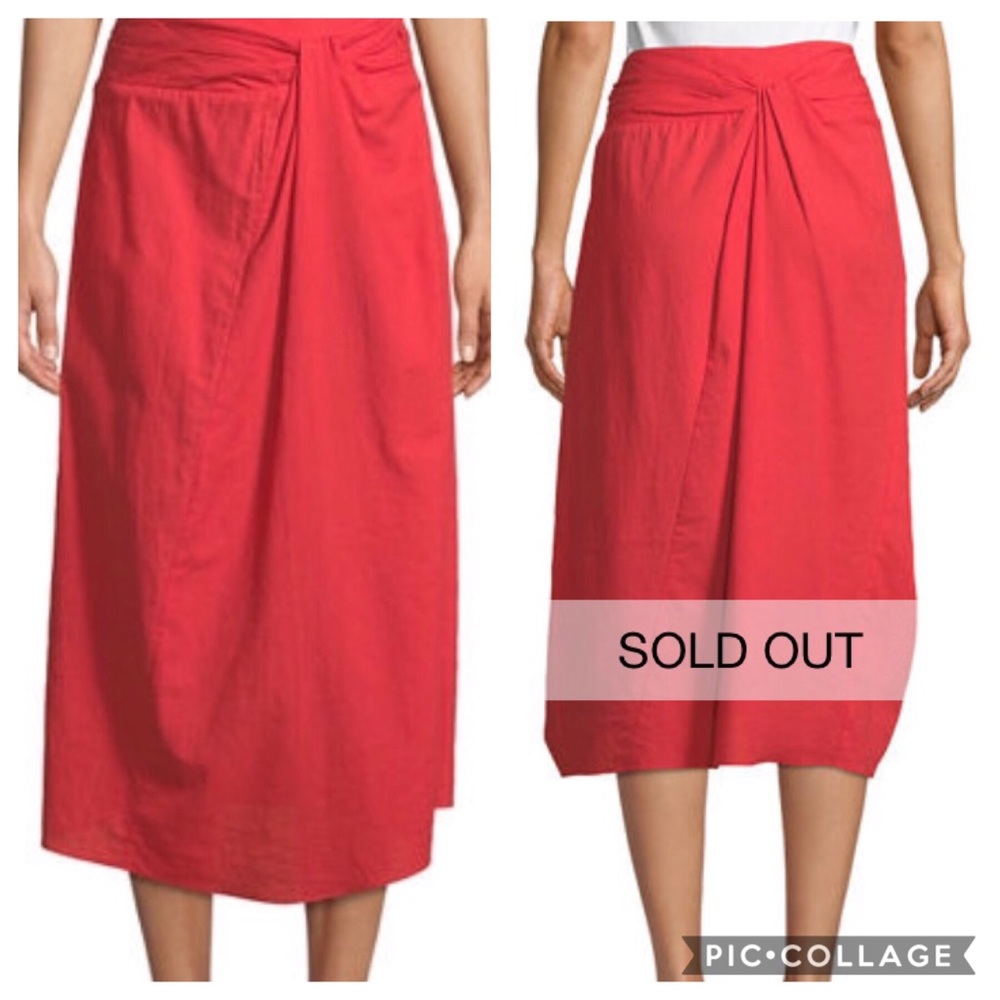 Vince Twist-Front A-Line Midi Cotton Skirt